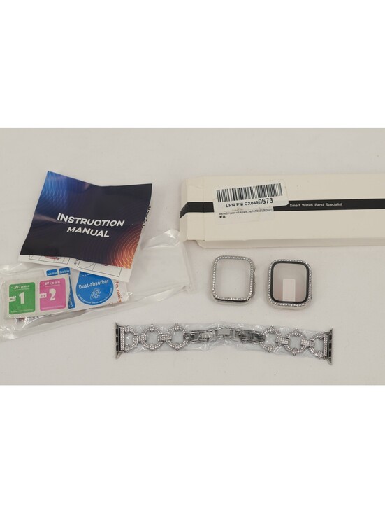Apple Accessories - Jeweled Apple Smart Watch Band Rhinestone Embellishments Silver Metal 2 Cover